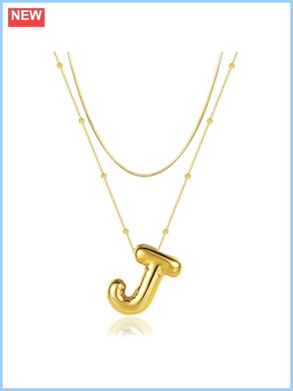 2-Piece Initial Necklace Set with 14K Gold Plated Letter Pendant, Layered Choker